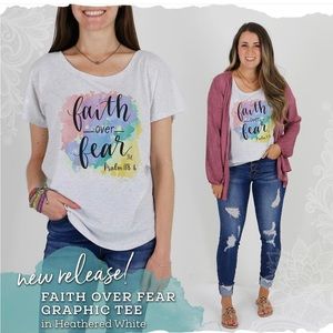 NWT Grace & Lace Faith Over Fear Graphic Tee Size XXL